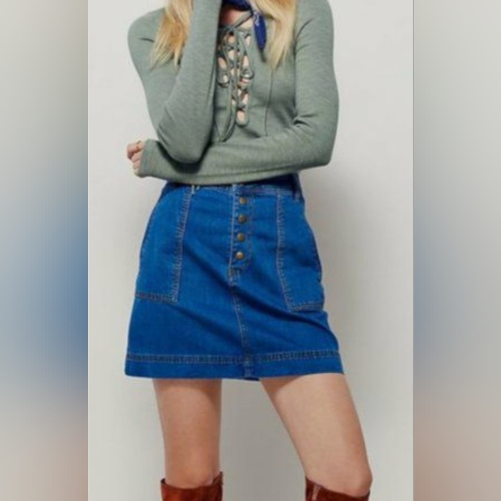 Free people jean mini skirt